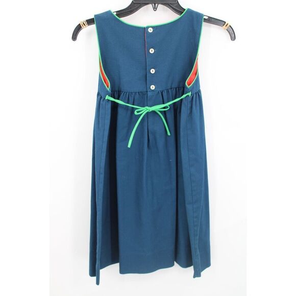 Vintage Chocolate Soup Girls Size 12 Navy With Green Trim Dress - Picture 4 of 10